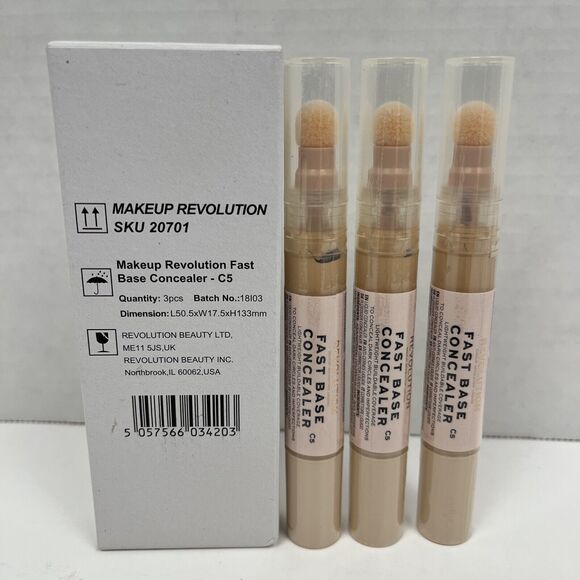 Revolution Fast Base Concealer C5 Lightweight Buildable 0.15 fl oz Lot of 3 - Picture 3 of 8